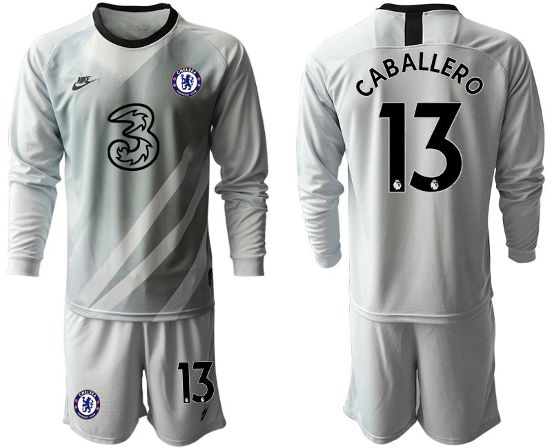 Men 2020-2021 club Chelsea gray long sleeve goalkeeper #13 Soccer Jerseys